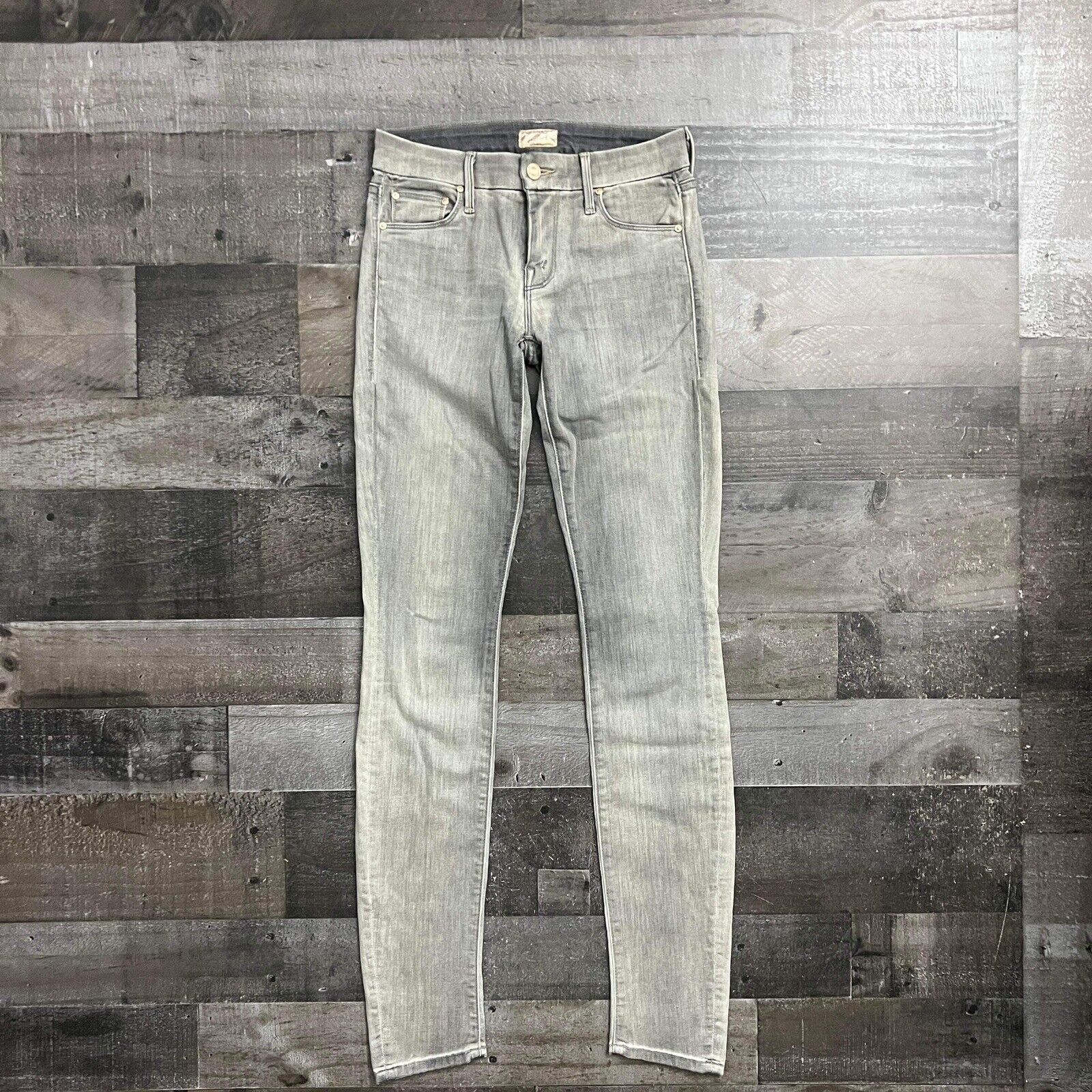 MOTHER Denim The Looker Dark Moon Magic Grey Light Wash Skinny Jeans, size 24