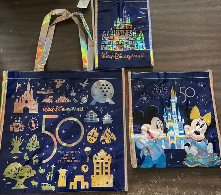 WDW 50th Anniversary Reusable Bags Collection All 3 sizes