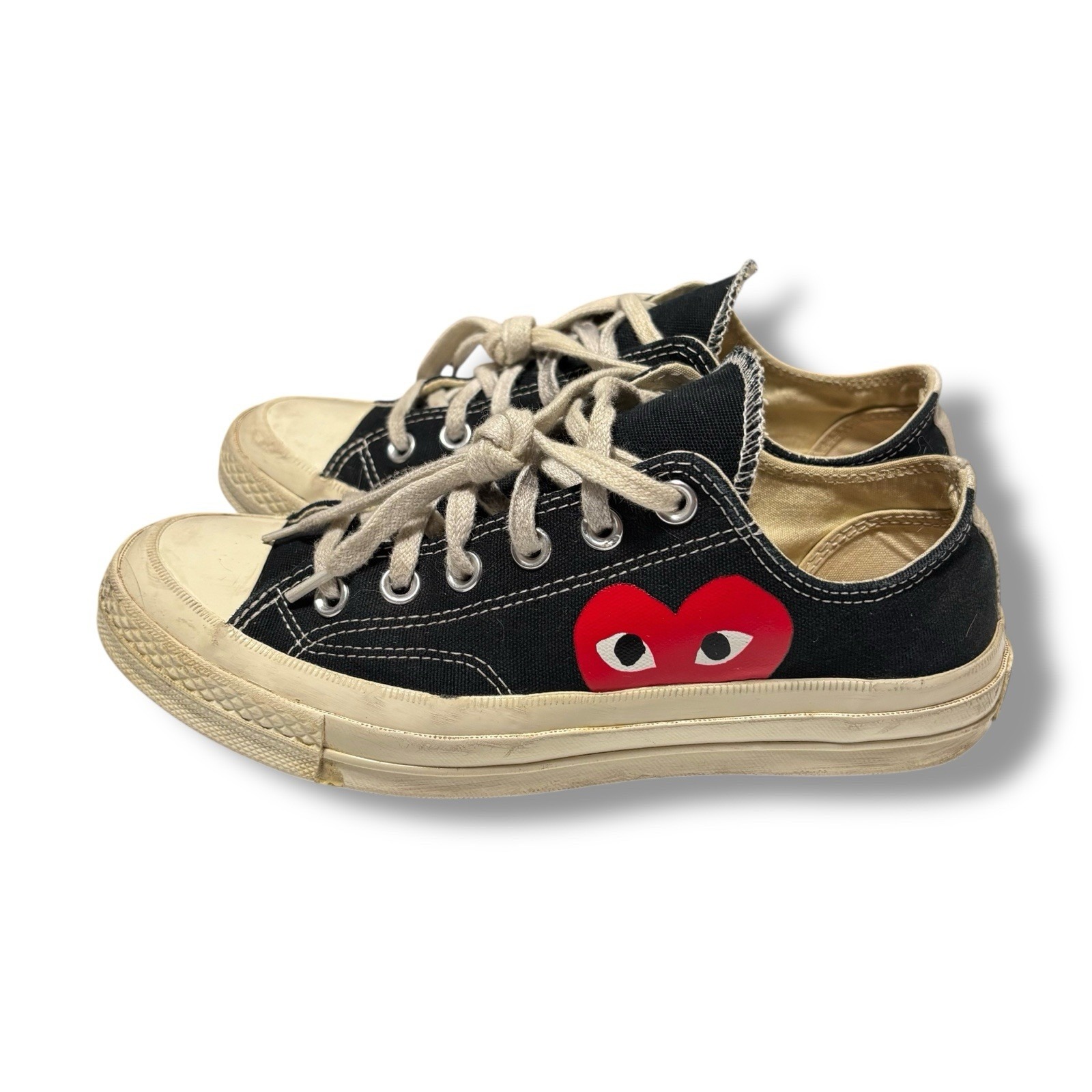 Converse x Play Comme des Garcons Unisex Lace Up Low Top Sneakers Black Sz 6M 8W