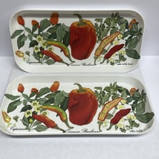 Mebel Melamine Trays Crimum Basilicum Red Pepper Made In Italy 11” Set Of 2
