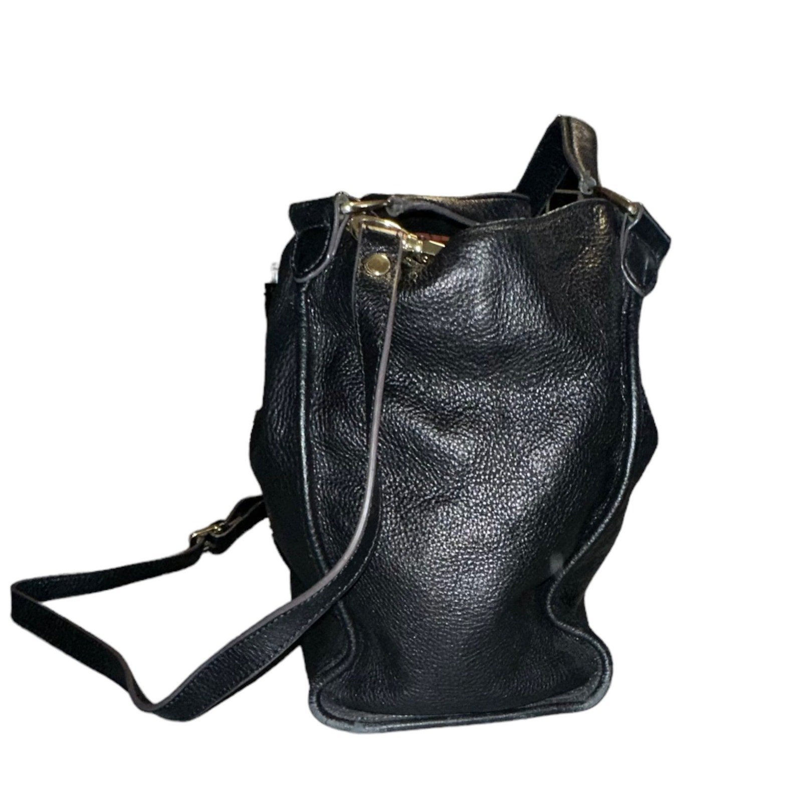 G.I.L.I. large black pebble leather hobo shoulder bag