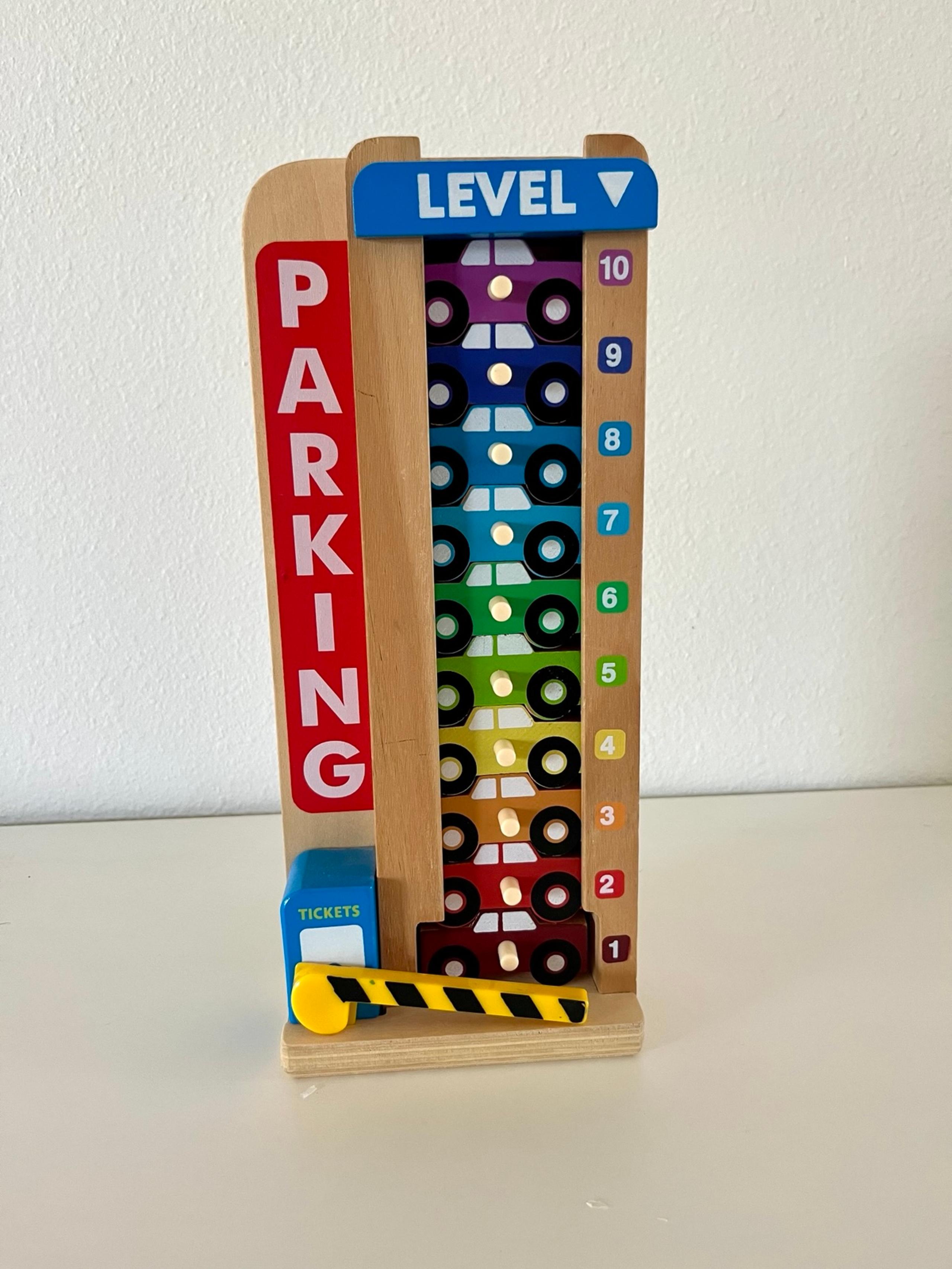 Melissa & Doug Stack & Count Wooden Parking Garage 10 Cars colors counting