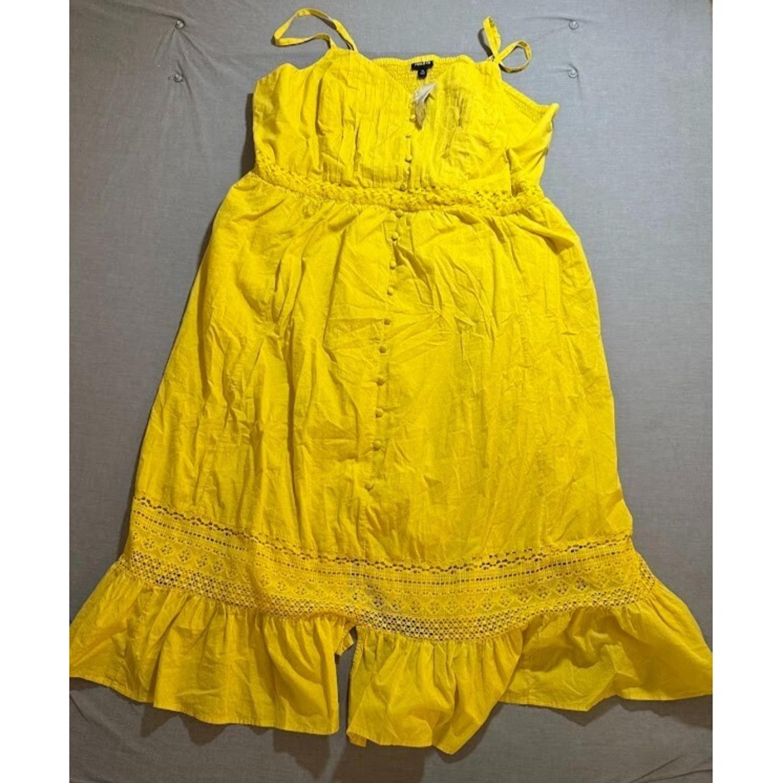 TORRID Dress Women 3x Yellow Midi Button Sleeveless Ladies New.