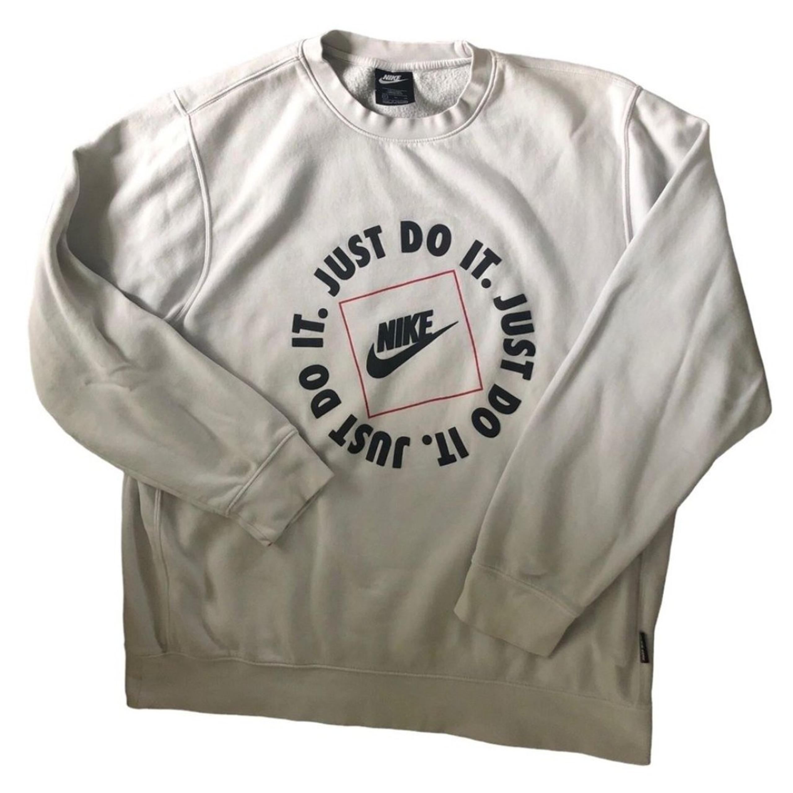 Nike Mens Sports Just Do It Crew Sweatshirt Size XL Athletic White Black Gray