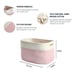 3-piece cotton rope cube storage basket, pink/off-white