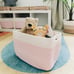 3-piece cotton rope cube storage basket, pink/off-white