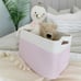 3-piece cotton rope cube storage basket, pink/off-white