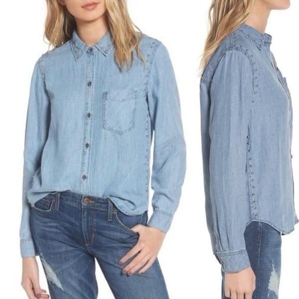 RAILS | NEW Medium Vintage Blue Studded Chambray Ingrid Top Women’s Size XS