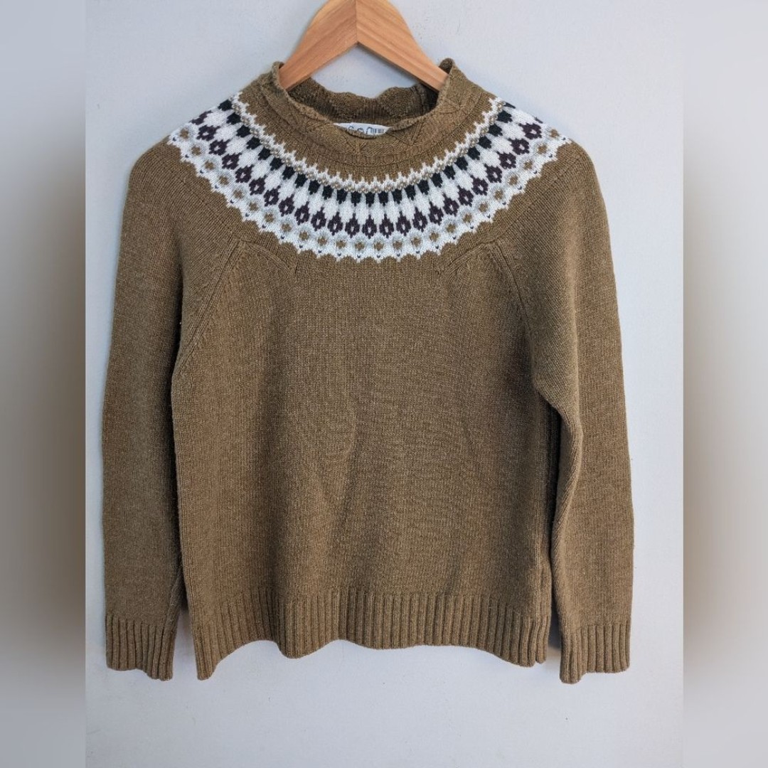 Sea New York Fair Isle Brown Wool Sweater Size XS