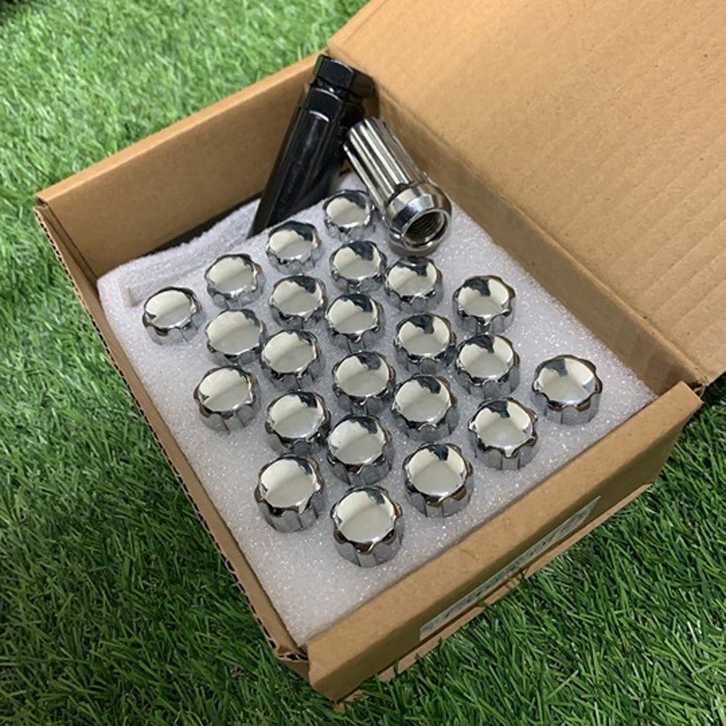 26pc 14x1.5 Chrome Wheel Lug Nuts w/ Two Keys for Silverado Sierra Yukon XL 1500