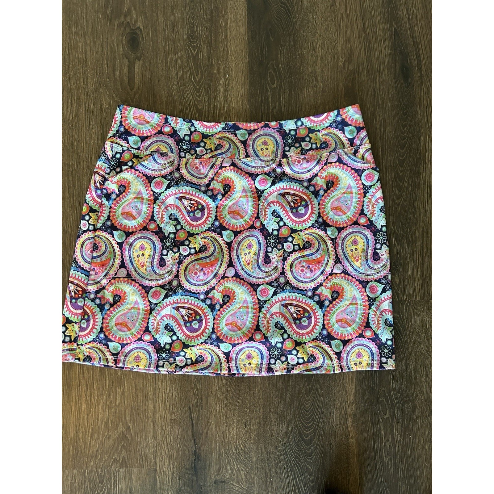 B SKINZ 70 Athletic Paisley Pull On Golf Tennis Pickleball Skirt Skort Size XL