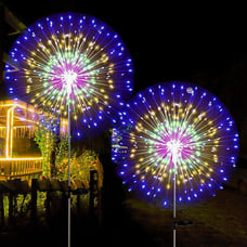 150 LED Solar Firework Lights Outdoor Waterproof Path Lawn Garden Decor