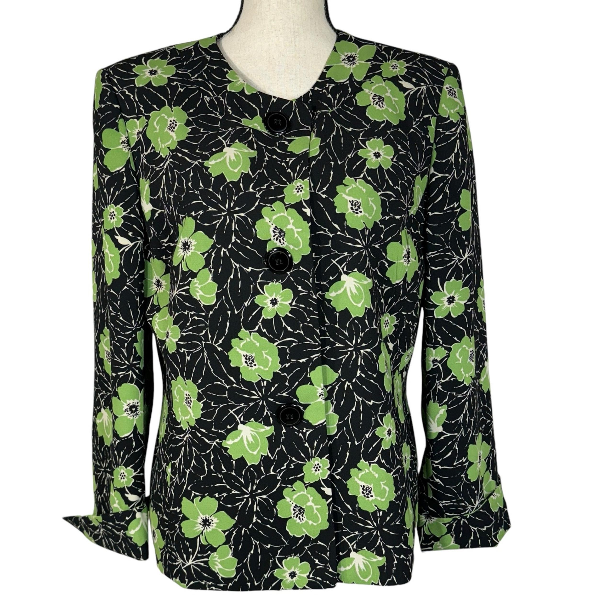 Collections for Le Suit SZ 14 Blazer Jacket Floral Lined Button-Up Cuffed Sleeve