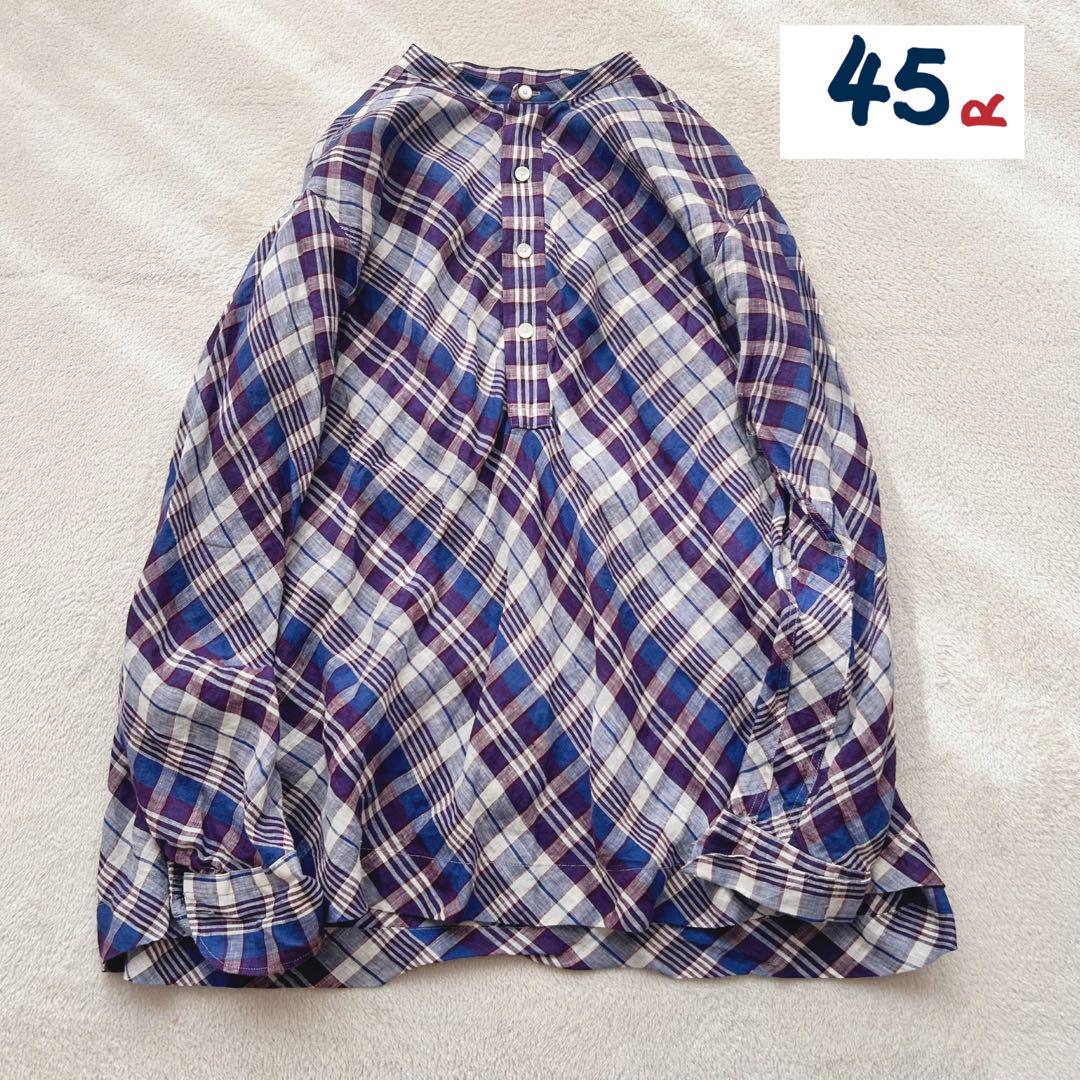 ❁ 45r 45rpm Madras Check Shirt Dress, 100% Linen