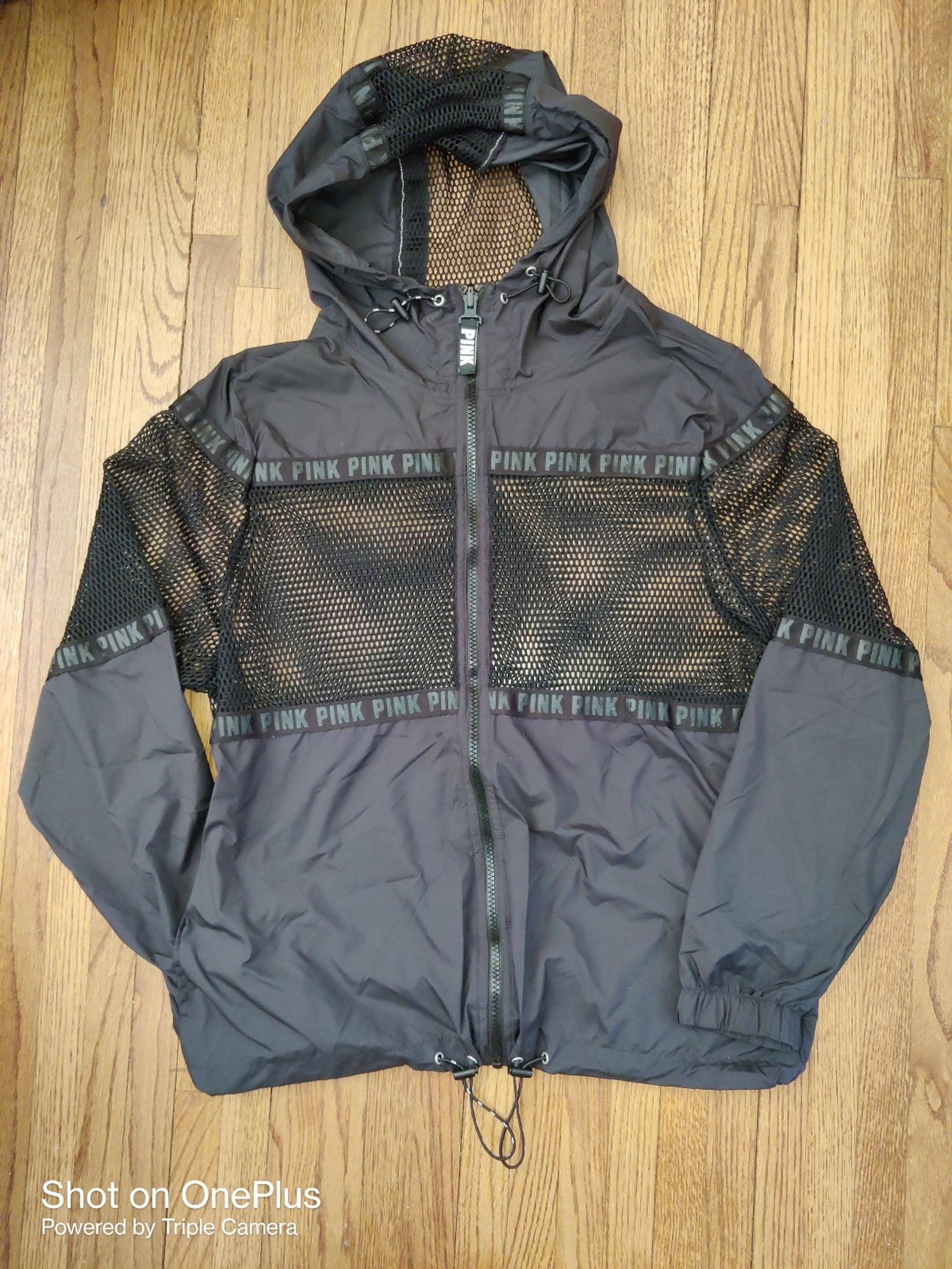 Brand New VS Pink Women's Black Windbreaker Jacket sz XS/S NWOT