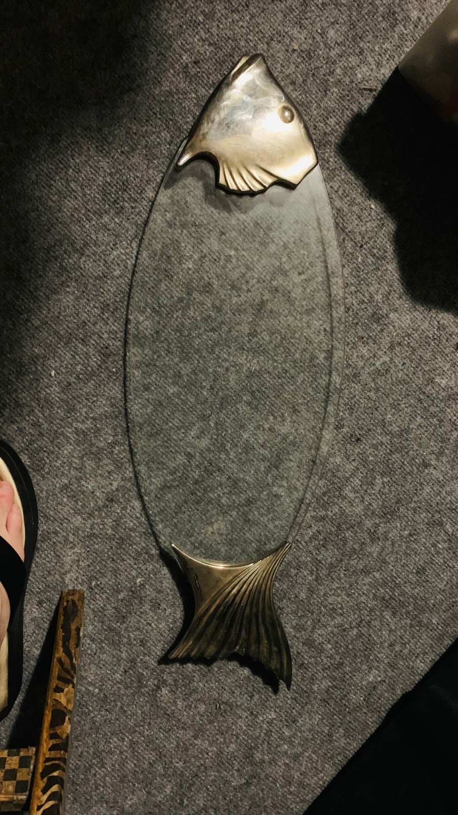 SILEA - Vintage french silver plated and glass dish, fish platter, french antiqu
