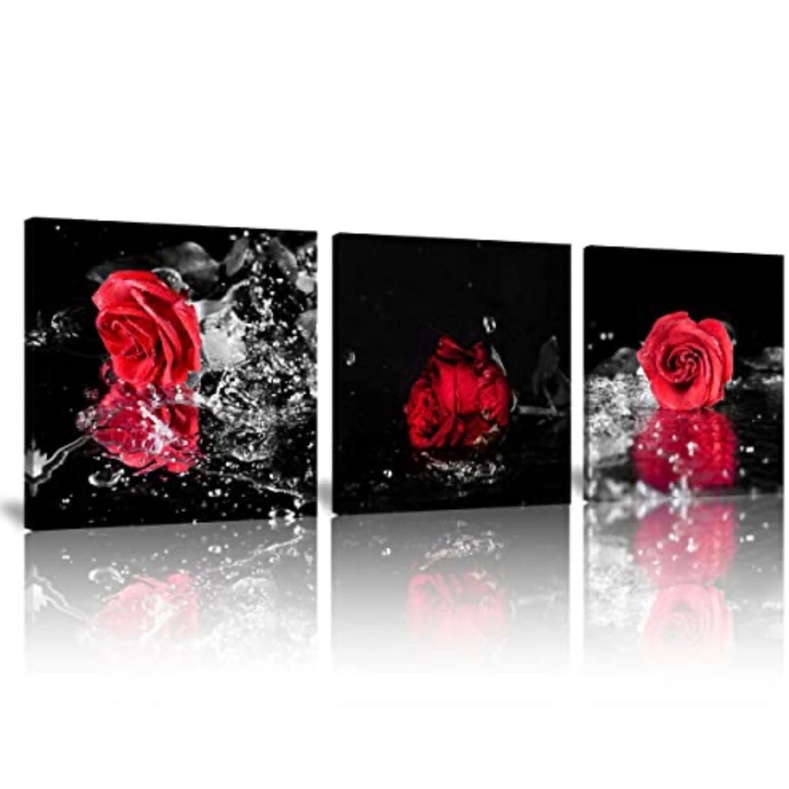 Set of 3 Romantic Roses Wall Canvas