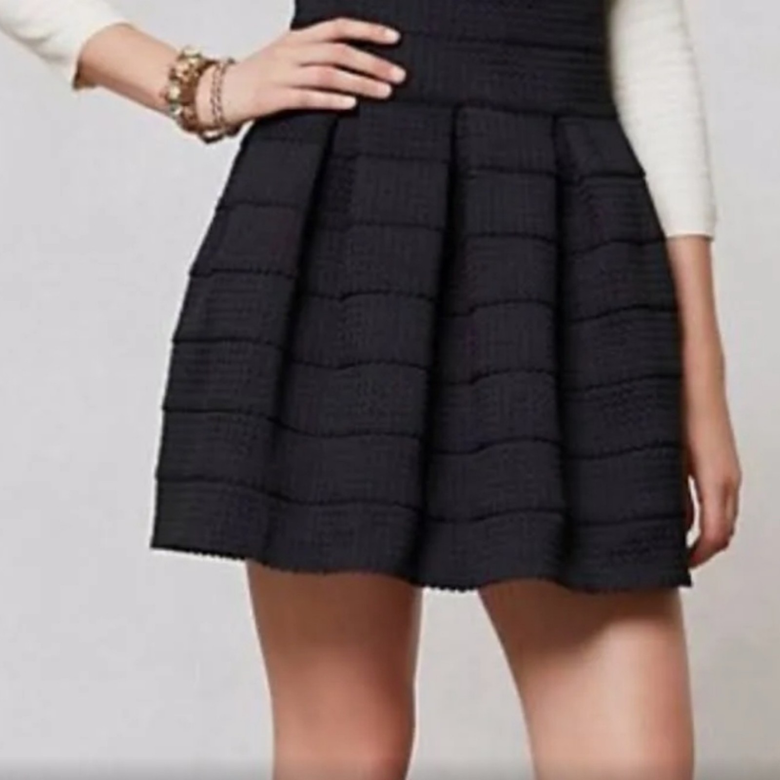Women's Anthropologie Girls From Savoy Ponte Black Bell Skirt