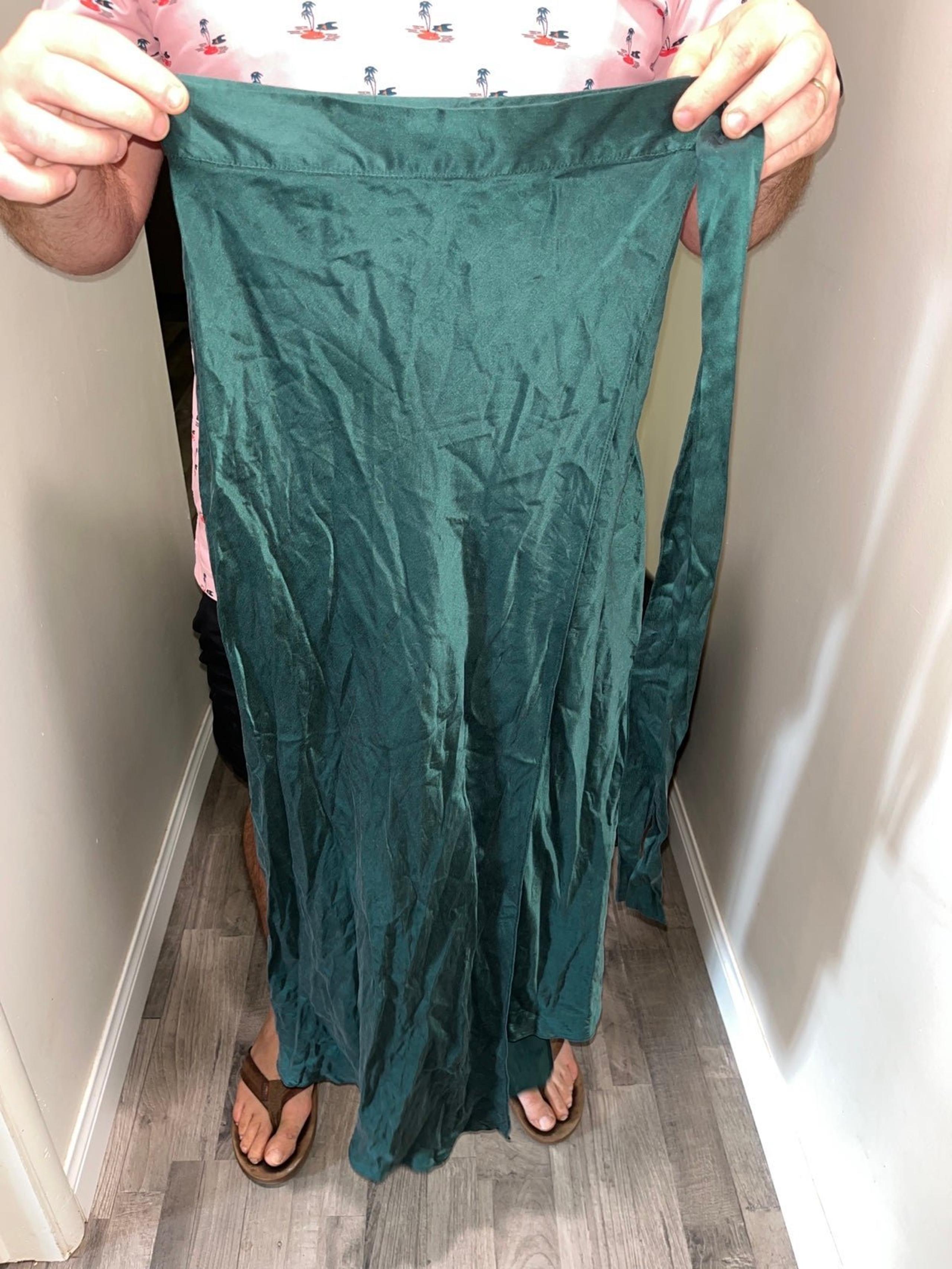 Topshop green satin wrap skirt