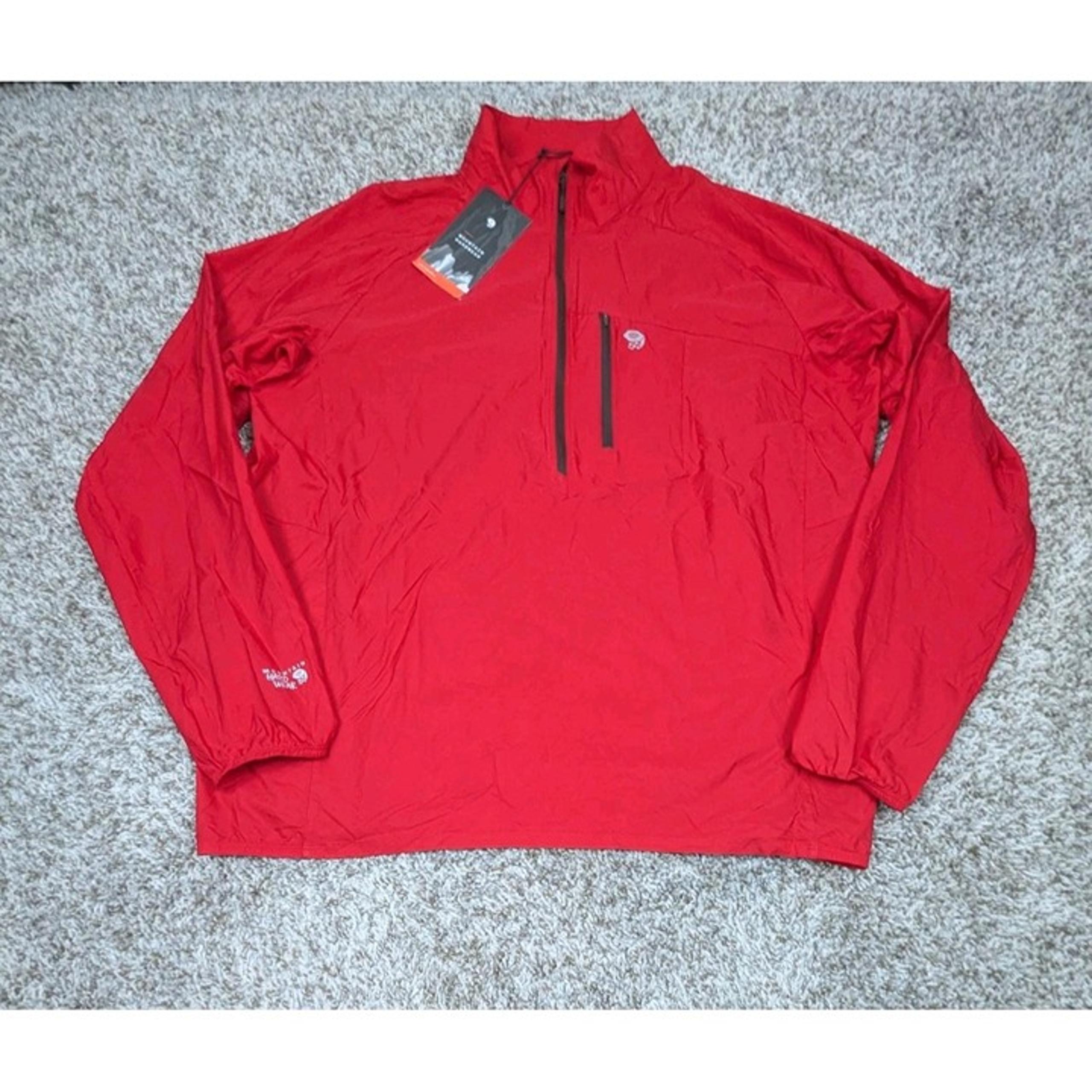 Mountain Hardwear Kor Preshell Pullover Mens 2XL XXL Red Windbreaker 1/2 Zip