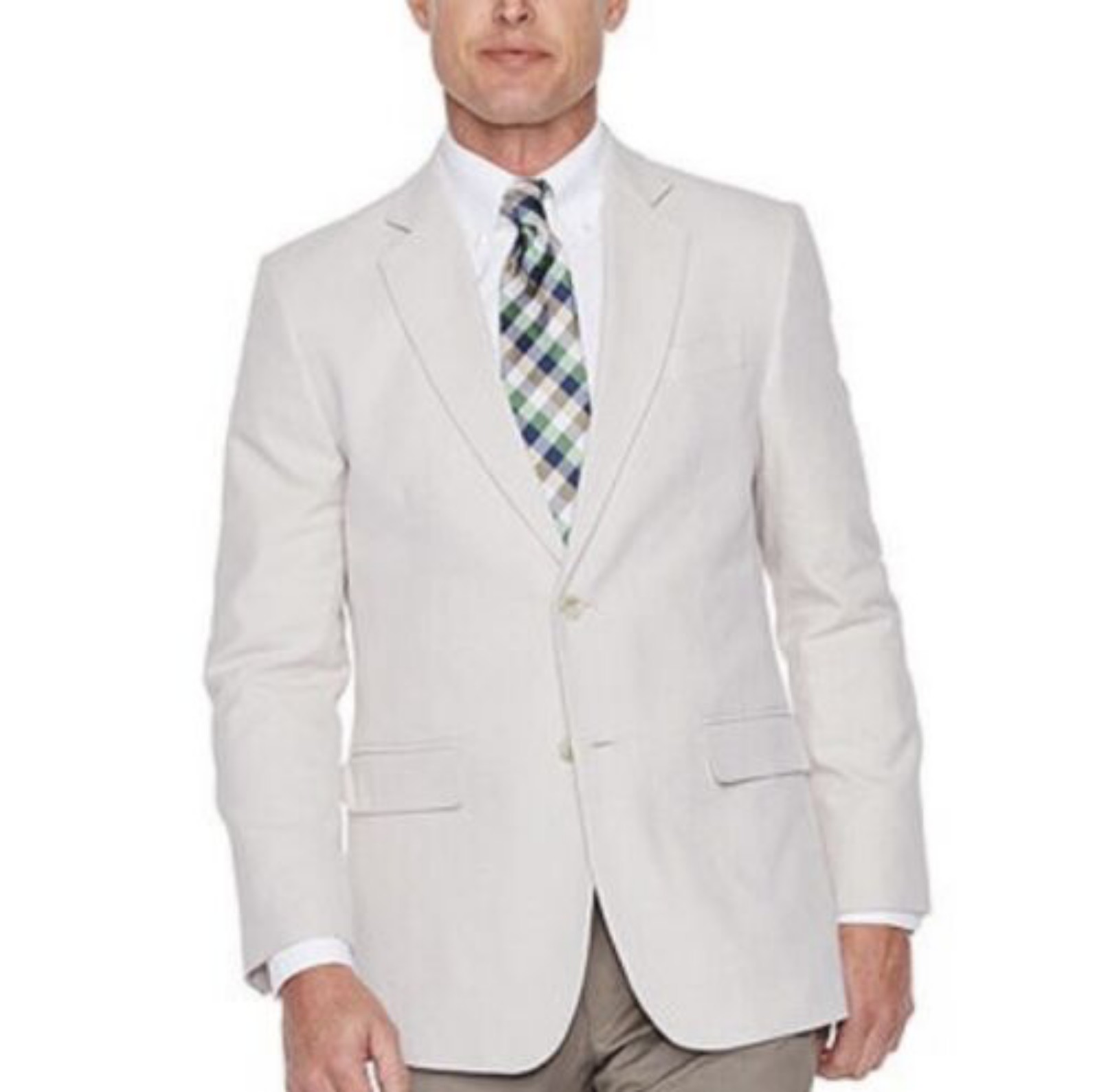 NWT140 Stafford Khaki classic fit basketweave sport coat mens blazer