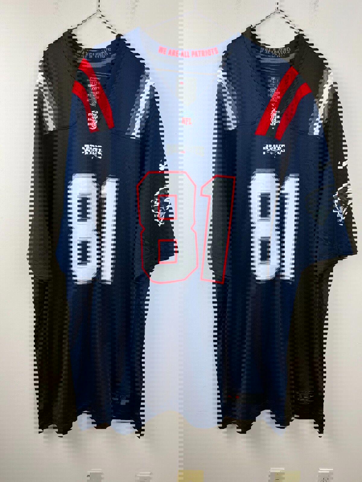 Mens #81. Randy Moss Patriots Jersey-Navy Stitched Jersey new - size 2XL