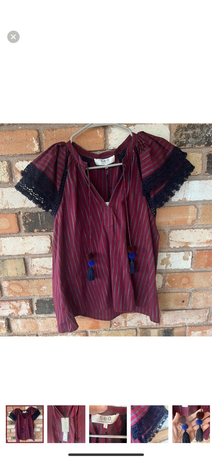 NWT Sea New York Lace Flutter Sleeve Blouse sz Small