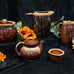 Vintage brown drip glaze pottery lot