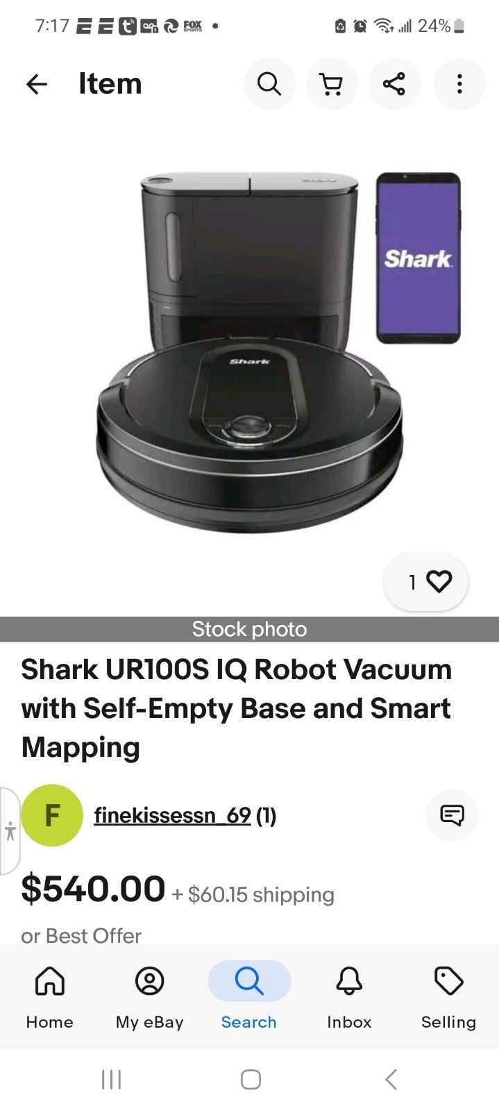 Shark UR100S IQ Robot Vacuum with Self-Empty Base.