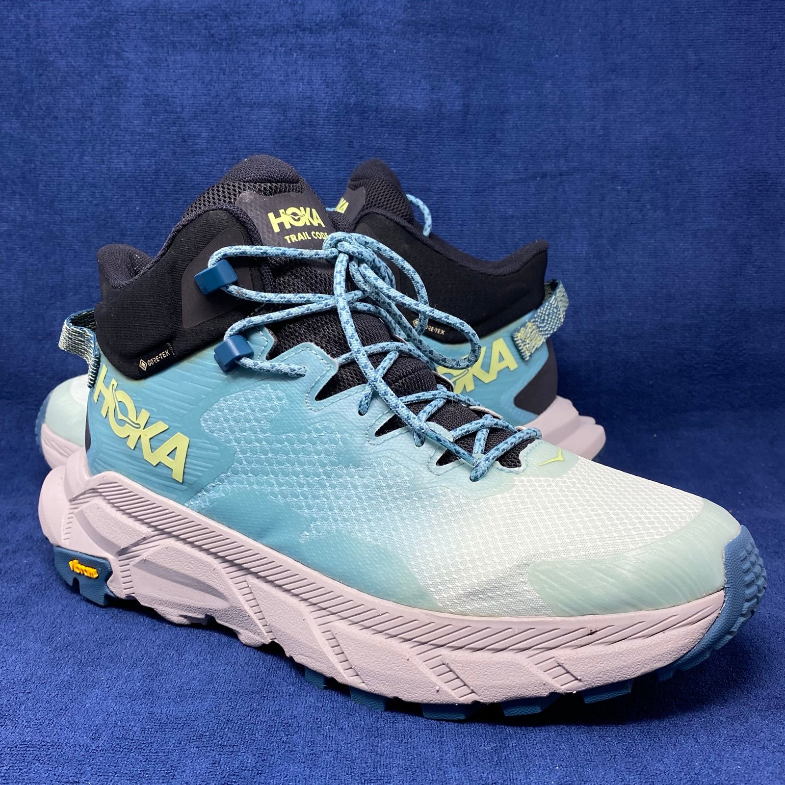 Hoka One One Shoes Womens 9.5 Trail Code GTX Gore-Tex Blue Glass Hiking Outdoor