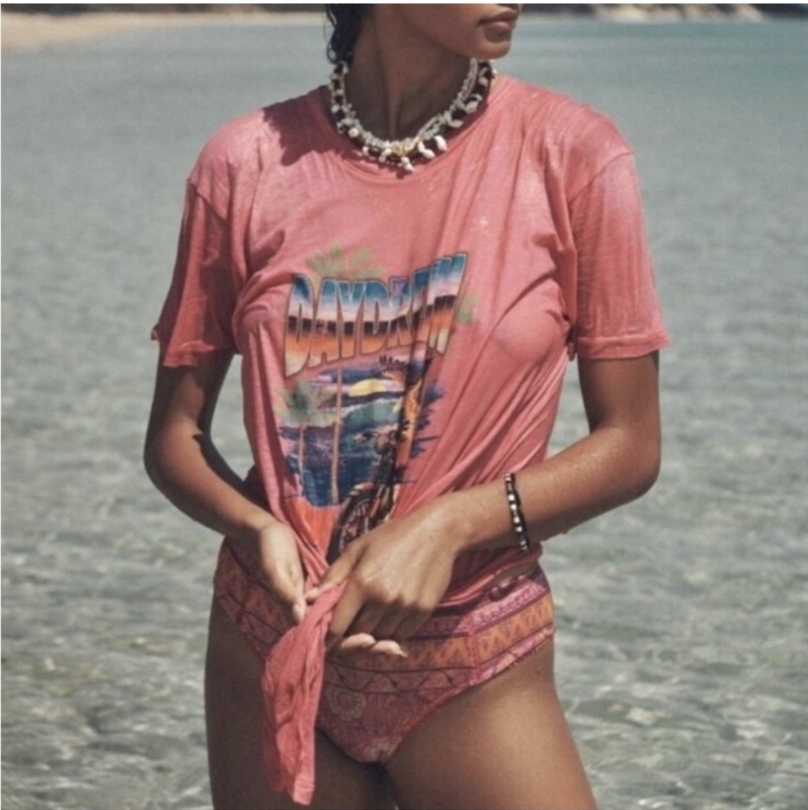 Spell Daydream Motorcycle Tee T-Shirt size S in Flamingo Pink