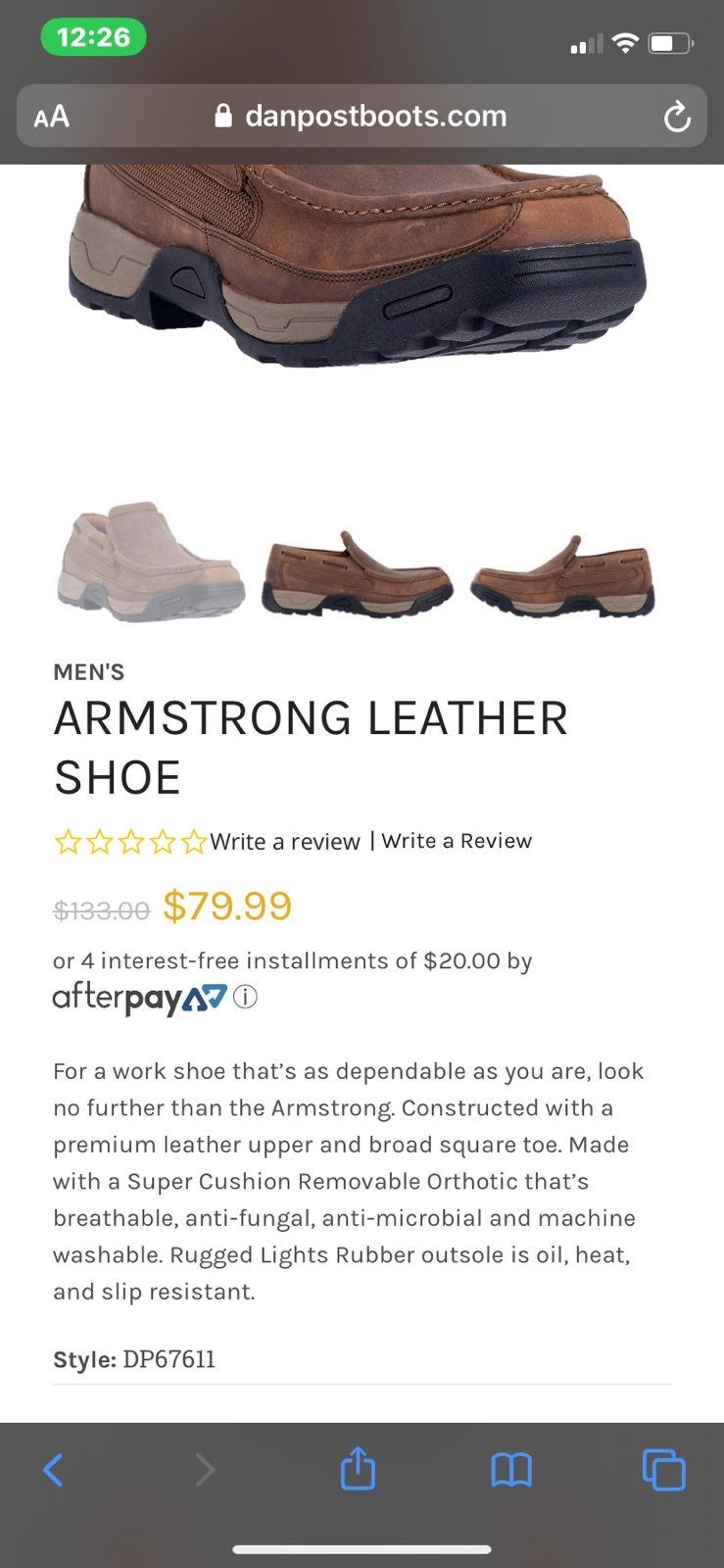 Mens Dan Post steel toe work shoes