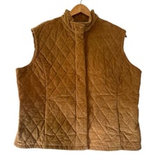 Eddie Bauer Quilted Brown Corduroy Vest Full Snap & Zip Women’s sz XL Outdoors