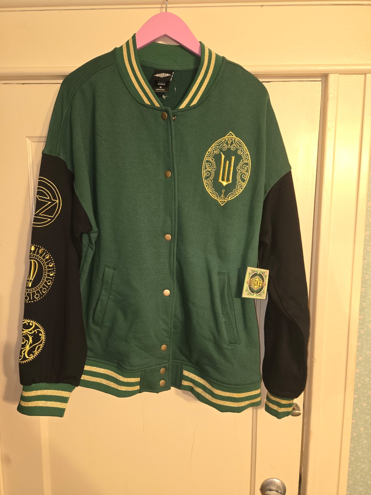 Wicked Jacket Varsity Emerald City Glittery Gold Throughout Embroidered XL