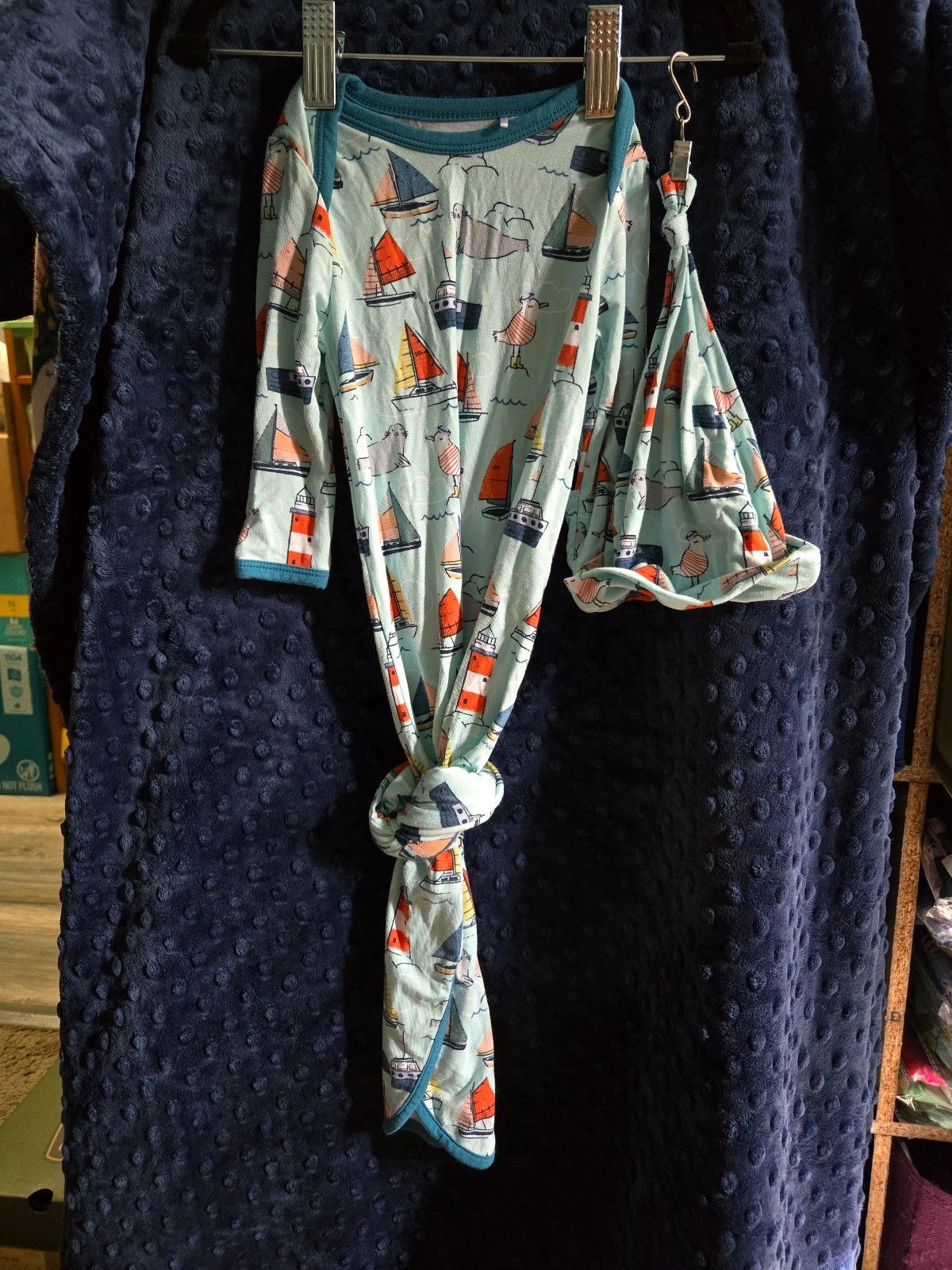 Little sleepies set sail knotted gown