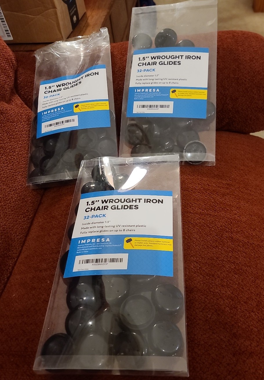 32 Pack of 1.5” Patio Furniture Glides/Feet/Caps for Wrought Iron Outdoor Furnit