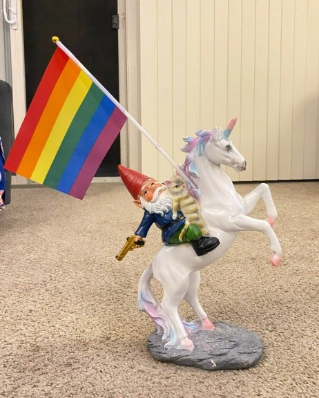 Garden Gnome Statue - The Ultimate Trio: Cat, Gnome & Unicorn Statue