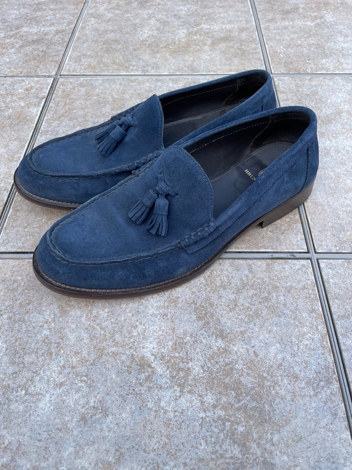 Bruno Magli Navy suede leather men loafer