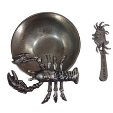 Mud Pie Lobster 8 Sculpted Aluminum Bowl Crab Spreader Arthur Court Style