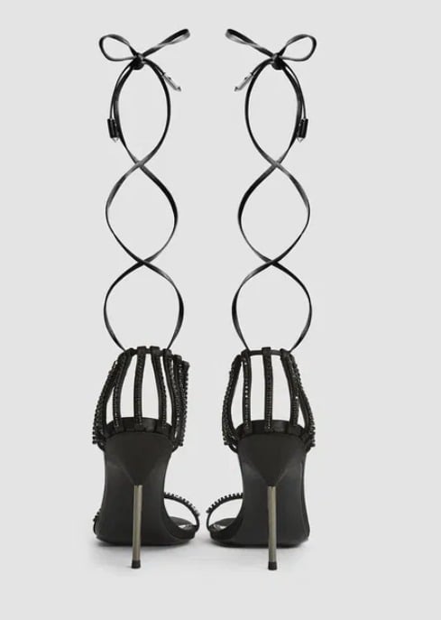 Reiss Zhane Crystal Embellished Strappy Wrap Sandals