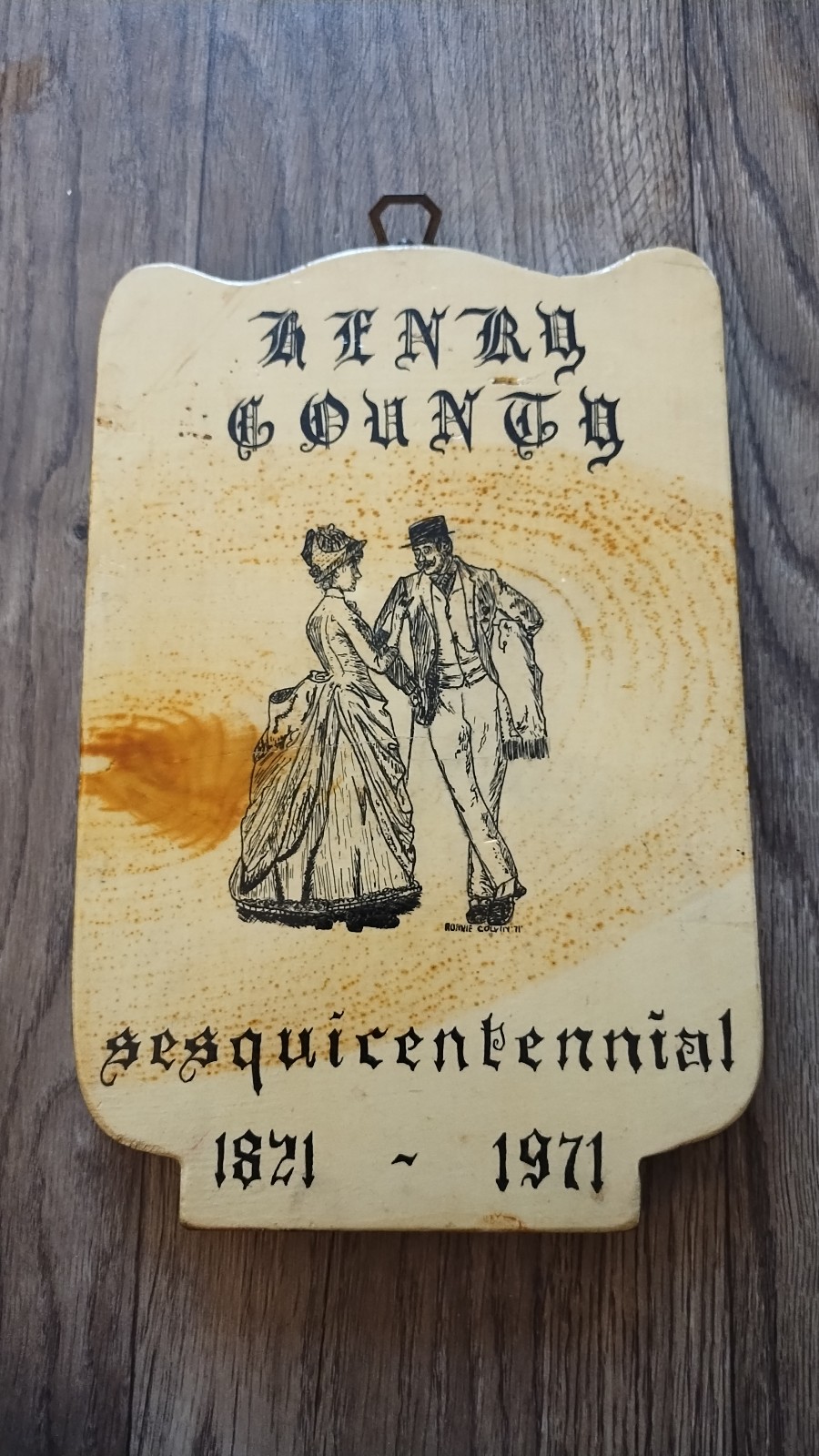 VINTAGE WOODEN PLAQUE HENRY COUNTY GEORGIA SESQUICENTENNIAL 1971, CC 1821-1971