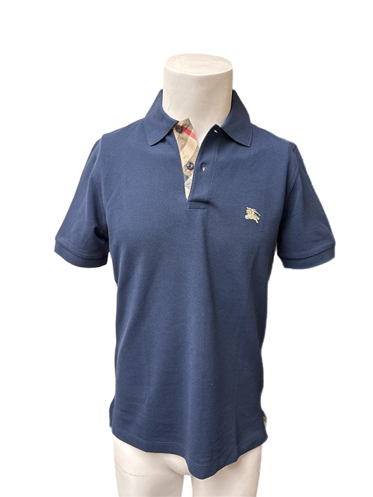 Burberry brit men's navy nova check plakect short sleeve polo shirt size medium