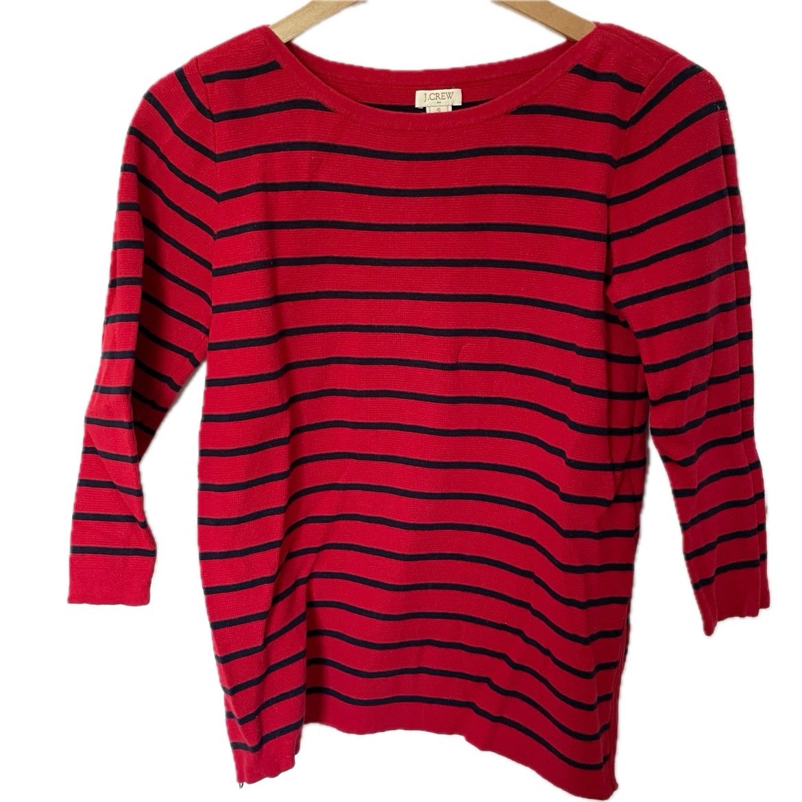J. Crew Factory Striped Sweater Red Navy Blue B9222 Women’s Size Small S
