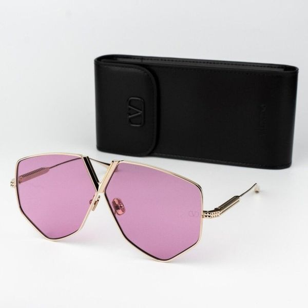 Valentino Women Sunglasses Titanium Gold Pink Oversized Aviator V - HEXAGON