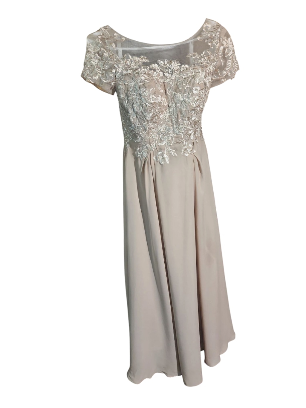 HY Womens Dress Gown Size 4 Beige Lace