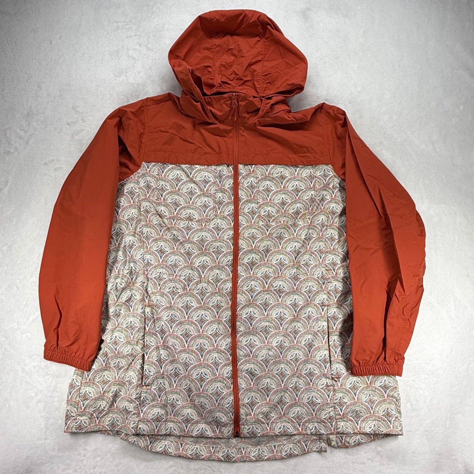 Duluth Trading Windbreaker Jacket Hooded Lightweight Raincoat Orange 2X