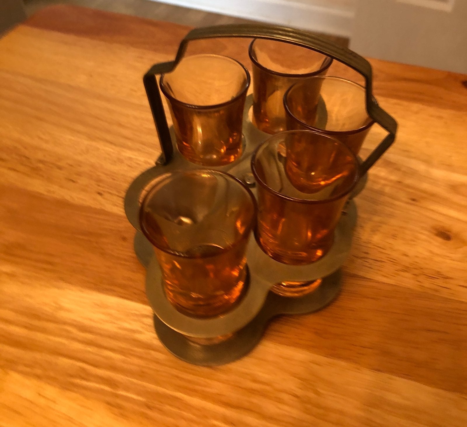 Vintage metal shot glass caddie