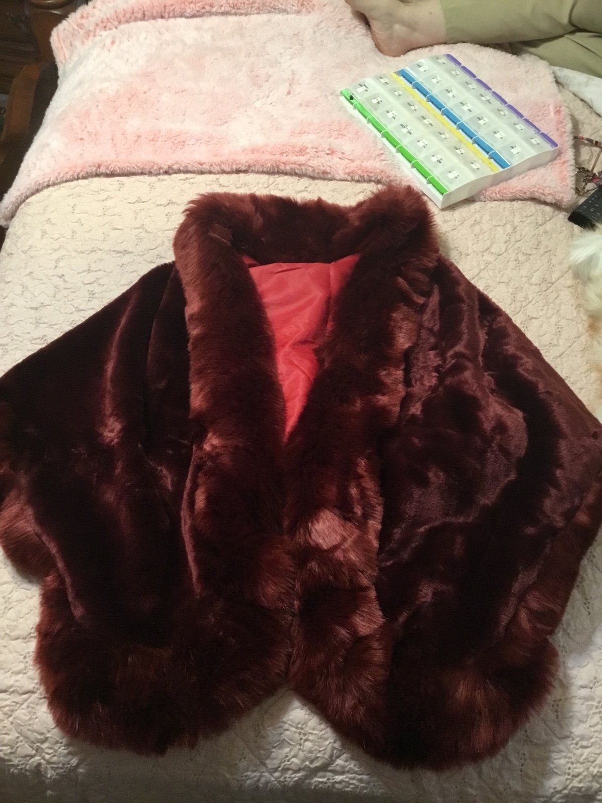 Red fur shawl
