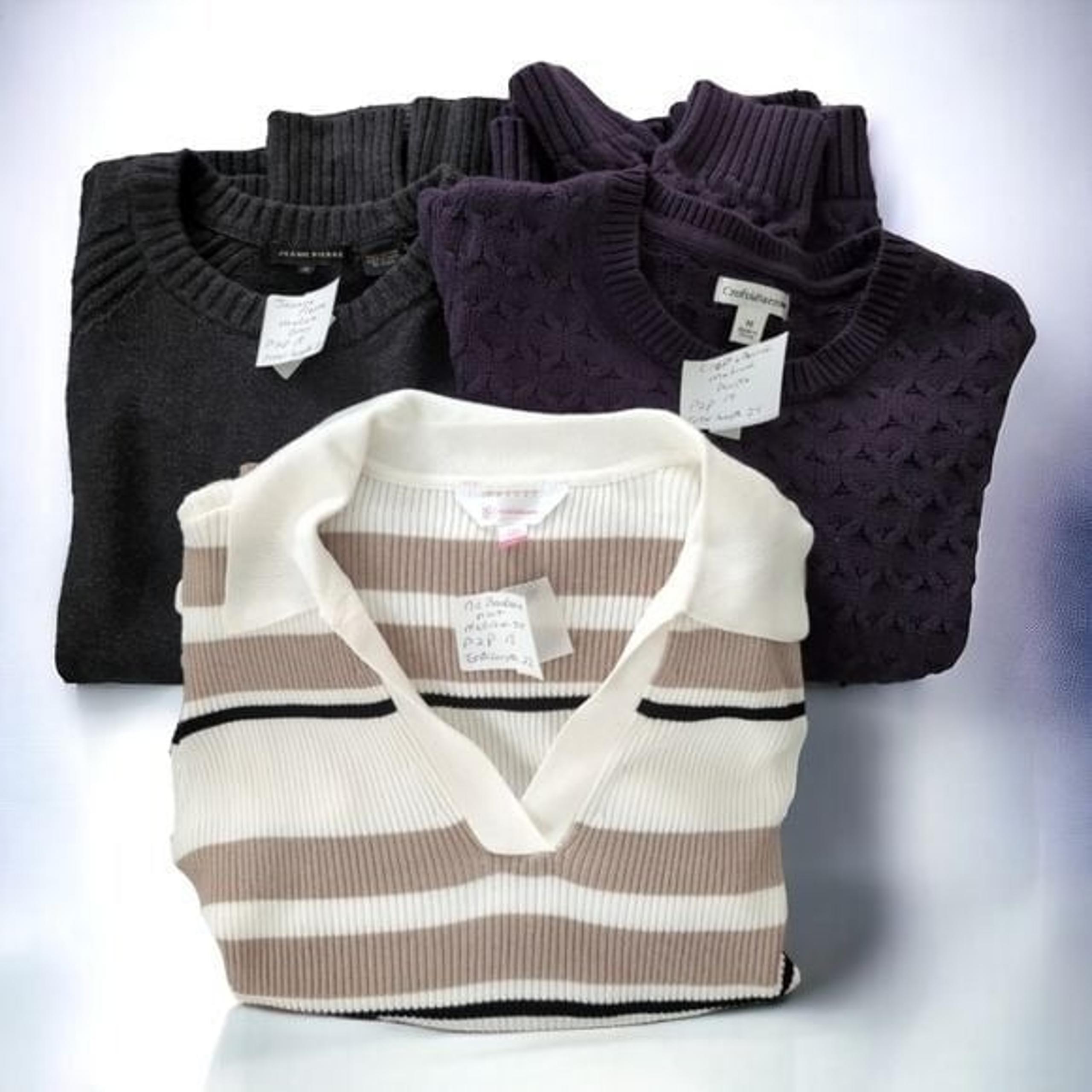 Sweaters 3 bundle all medium tan white purple gray