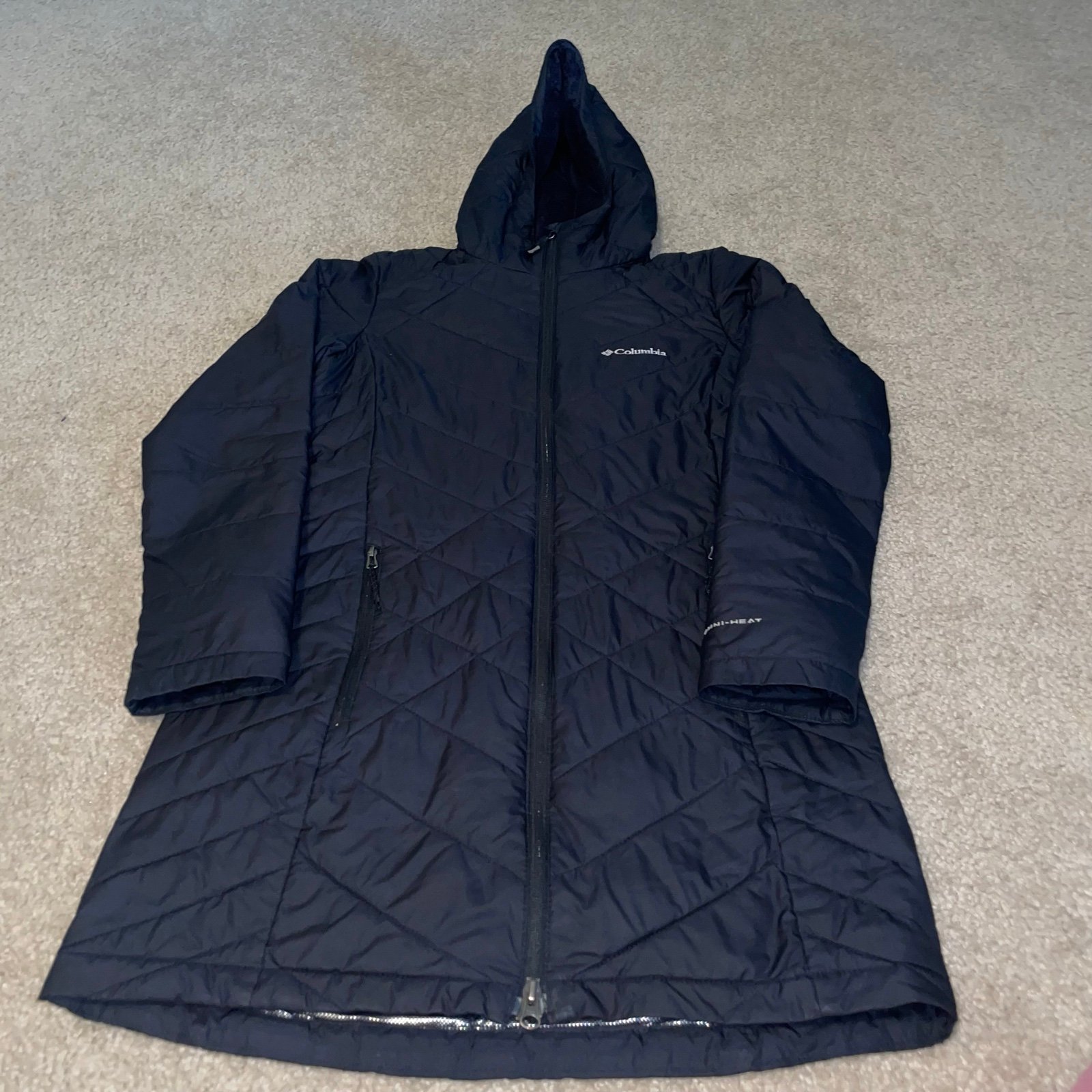 Columbia Omni Heat Jacket Womens S Black Full Zip Pockets Lightweight Puffer